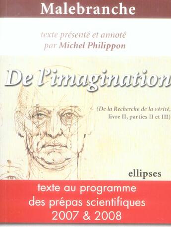 Couverture du livre « De l'imagination - malebranche » de Michel Philippon aux éditions Ellipses
