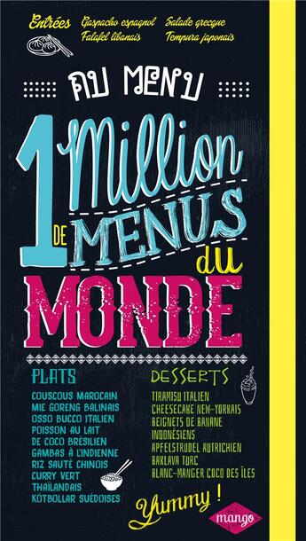 Couverture du livre « 1 million de menus du monde » de  aux éditions Mango
