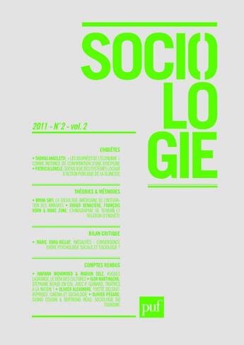 Couverture du livre « REVUE SOCIOLOGIE n.2011/2 » de Revue Sociologie aux éditions Puf