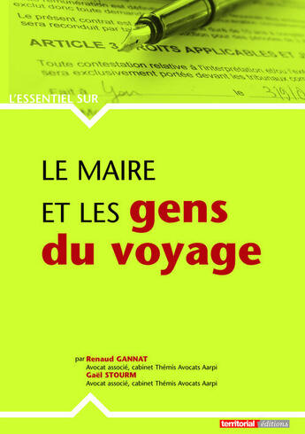 Couverture du livre « L'ESSENTIEL SUR T.260 ; le maire et les gens du voyage » de Renaud Gannat et Gael Stourm aux éditions Territorial