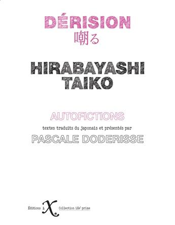 Couverture du livre « Dérision » de Taiko Hirabayashi aux éditions Ixe