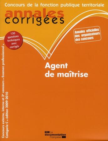 Couverture du livre « Agent de maîtrise ; catégorie C » de  aux éditions Documentation Francaise