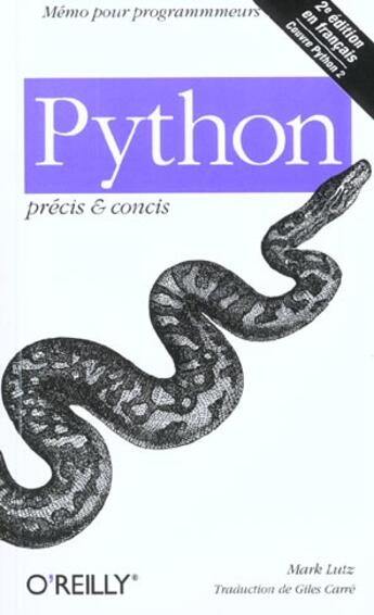 Couverture du livre « Python ; Precis & Concis ; 2e Edition » de Mark Lutz aux éditions O Reilly France