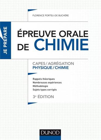 Couverture du livre « Je prépare ; l'épreuve orale du Capes de Chimie (3e édition) » de Florence Porteu-De-Buchere aux éditions Dunod