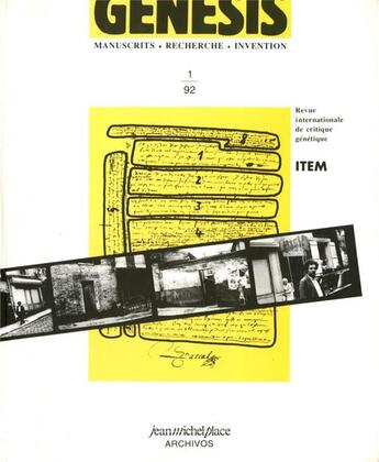 Couverture du livre « GENESIS N.1 ; manuscrits, recherche, invention » de Genesis aux éditions Nouvelles Editions Jm Place