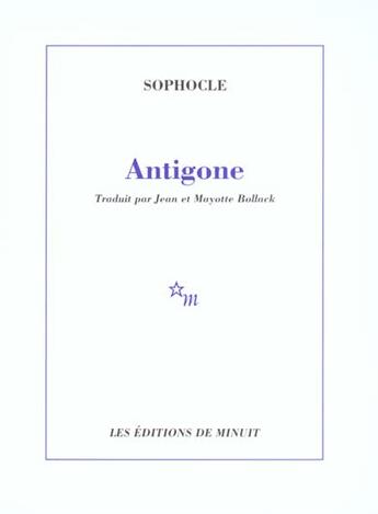 Couverture du livre « Antigone » de Sophocle aux éditions Minuit