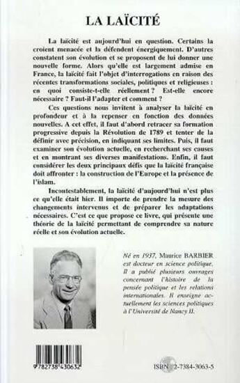 Couverture du livre « La laicite » de Maurice Barbier aux éditions L'harmattan