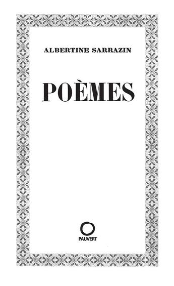 Couverture du livre « Poèmes » de Albertine Sarrazin aux éditions Pauvert