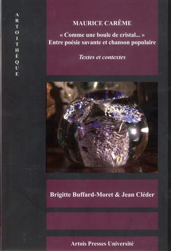 Couverture du livre « Maurice careme » de Buffard Moret aux éditions Pu D'artois