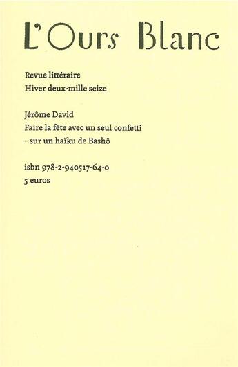 Couverture du livre « Faire la fête avec un seul confetti » de Jerome David aux éditions Heros Limite