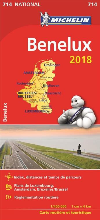 Couverture du livre « Carte nationale 714 benelux 2018 » de Collectif Michelin aux éditions Michelin