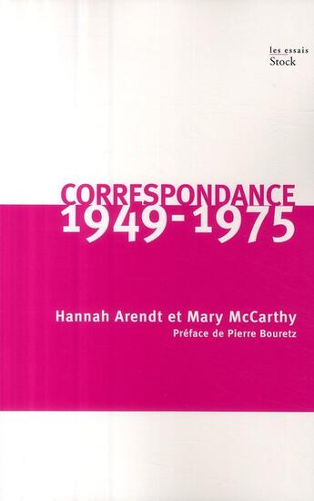 Couverture du livre « Correspondance 1949-1975 » de Mc Carthy-M+Arendt-H aux éditions Stock