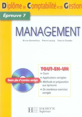 Couverture du livre « Management » de Bruno Bonnefous et Yves Le Goadec et Le Cocq Pierre aux éditions Hachette Education