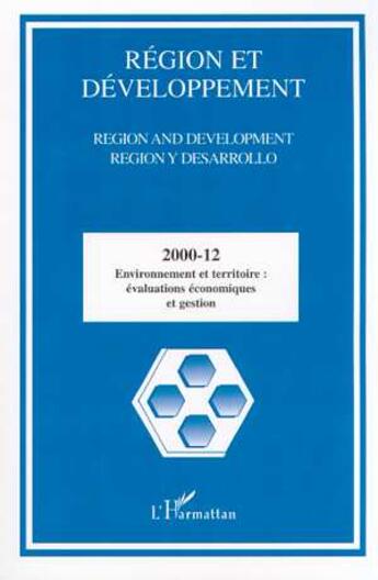 Couverture du livre « Region Et Developpement T.12 » de Revue Region Et Developpement aux éditions L'harmattan