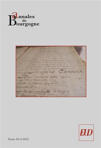 Couverture du livre « Annales de bourgogne vol. 94-4-2022 » de Loiseau Jerome aux éditions Pu De Dijon