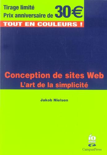Couverture du livre « Conception De Sites Web ; L'Art De La Simplicite » de Jakob Nielsen aux éditions Campuspress