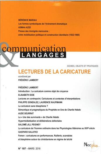Couverture du livre « Communication & Langages t.187 ; lectures de la caricature » de  aux éditions Puf