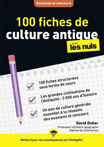 Couverture du livre « 100 fiches de culture antique pour les nuls ; concours » de David Dubar aux éditions First