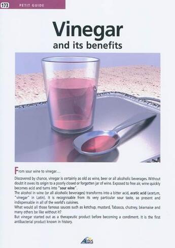 Couverture du livre « Vinegar and its benefits » de  aux éditions Aedis