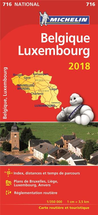 Couverture du livre « Carte nationale 716 belgique, luxembourg 2018 » de Collectif Michelin aux éditions Michelin