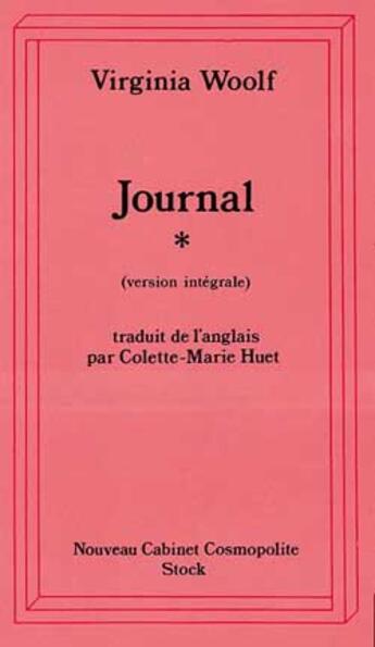 Couverture du livre « Journal tome 1 » de Woolf-V aux éditions Stock