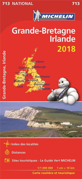 Couverture du livre « Carte nationla 713 grande bretagne, irlande 2018 » de Collectif Michelin aux éditions Michelin