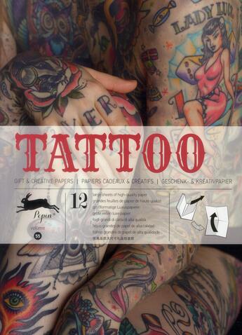 Couverture du livre « PAPIERS CADEAUX T.55 ; tattoo ; grandes feuilles de papiers cadeaux et créatifs de haute qualité » de Pepin Van Roojen aux éditions Pepin