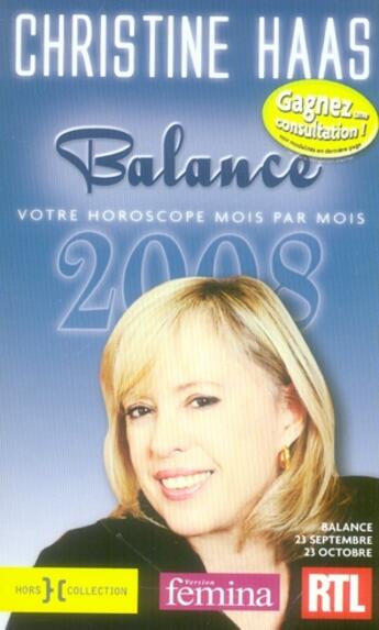 Couverture du livre « Balance (édition 2008) » de Christine Haas aux éditions Hors Collection