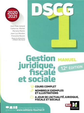 Couverture du livre « Dscg 1 - manuel et applications - millesime 2020-2021 (édition 2020/2021) » de Jomard/Mondon/Rouaix aux éditions Foucher