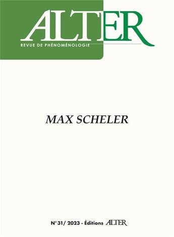 Couverture du livre « Max Scheler » de Olivier Agard aux éditions Alter