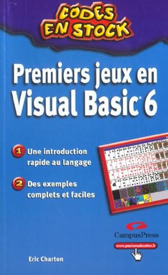Couverture du livre « Premier Jeux En Visual Basic 6 » de Eric Charton aux éditions Campuspress
