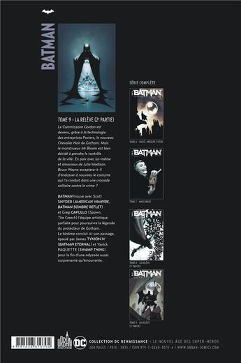 Couverture du livre « Batman t.9 : la relève t.2 » de Greg Capullo et Scott Snyder et Jock et Brian Azzarello et Yanick Paquette aux éditions Urban Comics