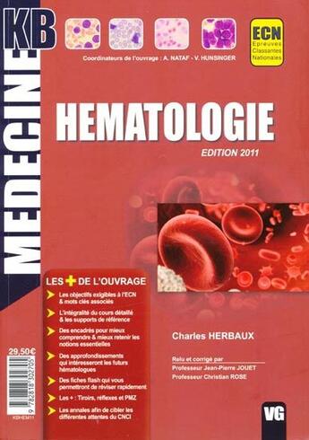 Couverture du livre « MEDECINE KB ; hématologie (édition 2011) » de Charles Herbaux aux éditions Vernazobres Grego