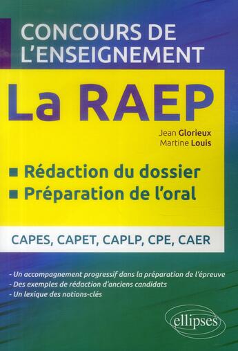 Couverture du livre « La RAEP aux concours de l'enseignement » de Jean Glorieux aux éditions Ellipses