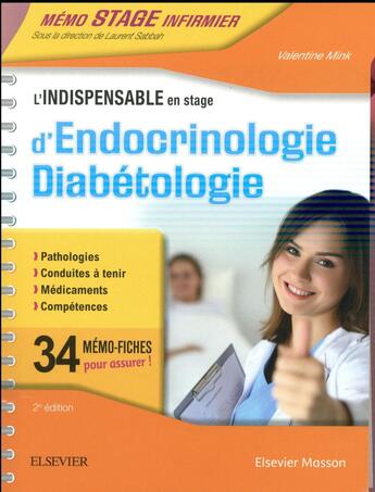 Couverture du livre « L'indispensable en stage d'endocrinologie-diabétologie » de Valentine Mink aux éditions Elsevier-masson