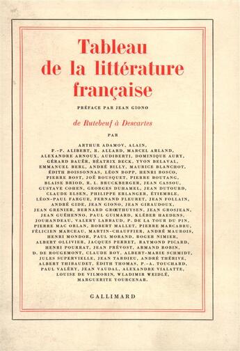 Couverture du livre « Tableau de la litterature francaise - de rutebeuf a descartes » de Collectif Gallimard aux éditions Gallimard