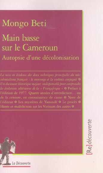 Couverture du livre « Main Basse Sur Le Cameroun » de Mongo Beti aux éditions La Decouverte