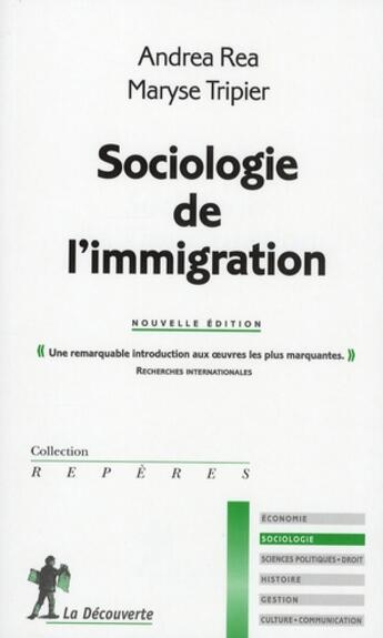 Couverture du livre « Sociologie de l'immigration » de Andrea Rea aux éditions La Decouverte