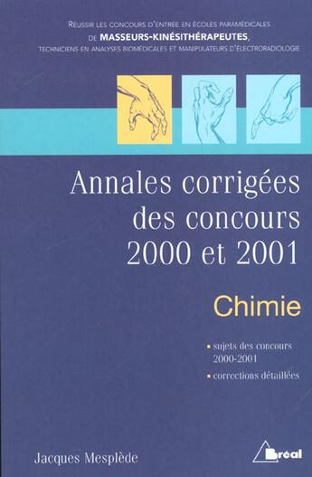 Couverture du livre « Prepa. Kine.-Chimie 2001 » de Jacques Mesplede aux éditions Breal