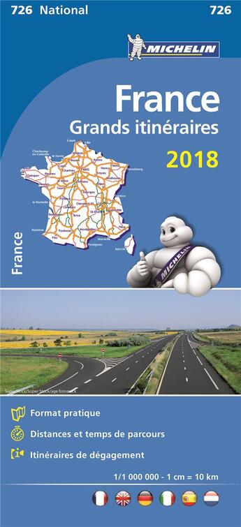 Couverture du livre « Carte nationale 726 france grand itineraires 2018 » de Collectif Michelin aux éditions Michelin