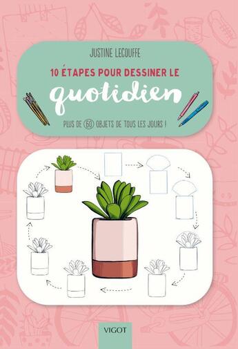 Couverture du livre « 10 étapes pour dessiner le quotidien : plus de 60 objets de tous les jours ! » de Justine Lecouffe aux éditions Vigot