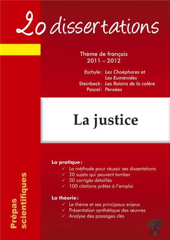 Couverture du livre « 20 dissertations ; prépas scientifiques ; thème de français 2011-2012 » de  aux éditions H & K
