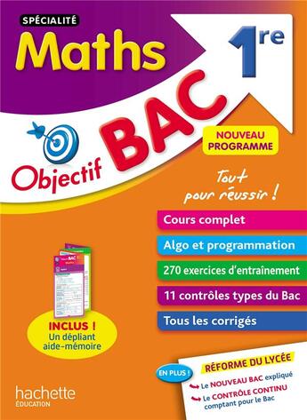 Couverture du livre « Objectif bac specialite maths 1re » de Billa/Barbazo aux éditions Hachette Education