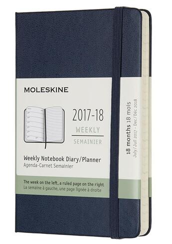 Couverture du livre « Agenda 18 mois semainier 17-18 poche bleu saphir rigide » de  aux éditions Moleskine