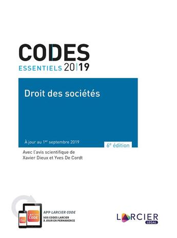 Couverture du livre « Codes essentiels ; droit des sociétés (6e édition) » de  aux éditions Larcier