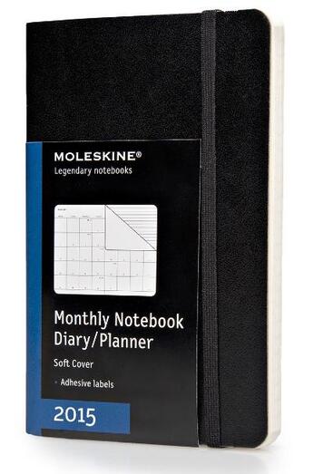 Couverture du livre « Agenda mensuel-carnet 2015 poche noir couverture souple » de Moleskine aux éditions Moleskine Papet