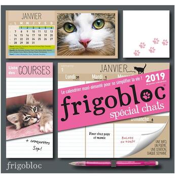 Couverture du livre « Frigobloc 2019 special chats - calendrier d'organisation familiale » de  aux éditions Play Bac