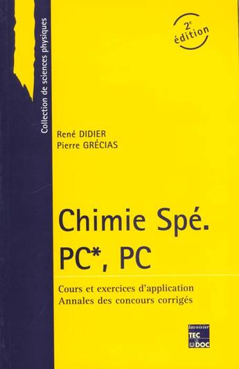 Couverture du livre « Chimie spe. pc, pc (2. ed.) » de Rene Didier aux éditions Tec Et Doc