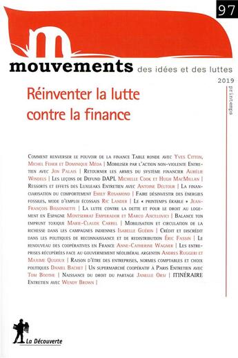 Couverture du livre « Revue mouvements numero 97 lutter contre le capitalisme financier » de Revue Mouvements aux éditions La Decouverte