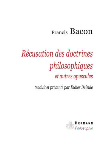 Couverture du livre « Récusation des doctrines philosophiques » de Francis Bacon aux éditions Hermann